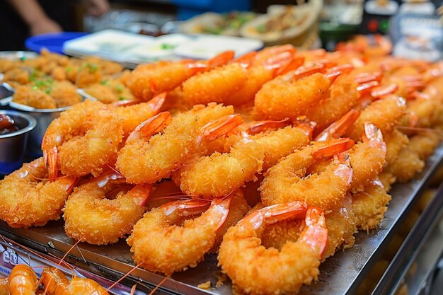 Golden Fried Shrimps Display Irresistible Seafood Indulgence