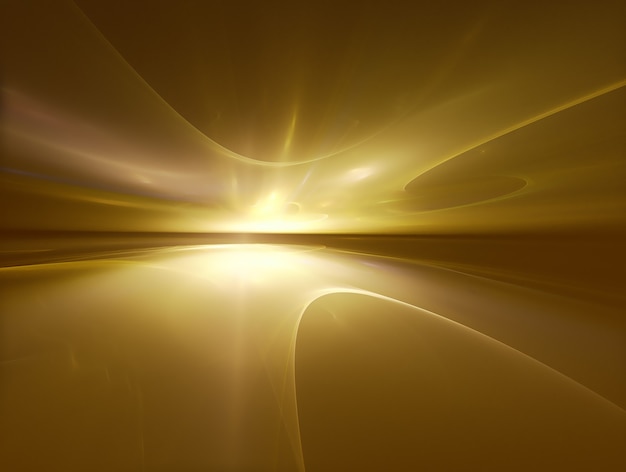 Golden futuristic background fractal horizon