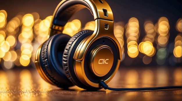 Foto golden gamer headset gamer concept bokeh achtergrond generatieve ai