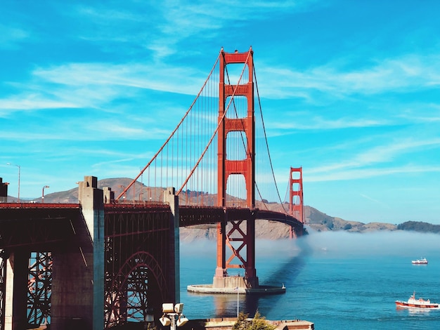 Golden gate bridge over bay of water