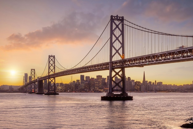 Golden Gate Bridge and downtown San Francisco in USA