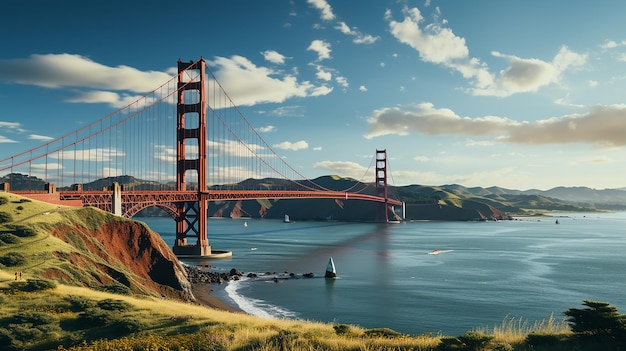 Иллюстрация изолированного вектора Golden Gate Bridge Сан-Франциско Калифорния Соединенные Штаты Америки