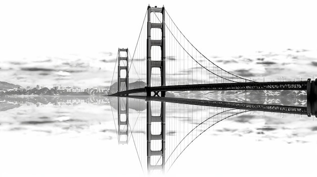 Golden Gate Bridge San Francisco California USA isolated on white background generative Ai