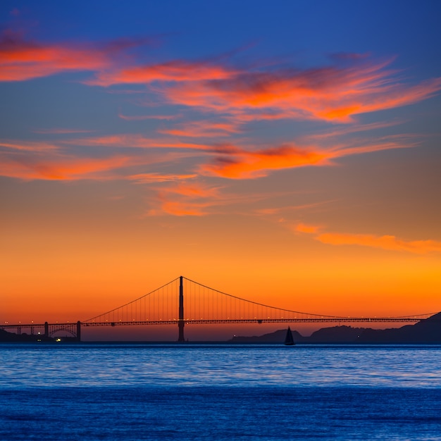 Golden Gate bridge sunset in San Francisco California