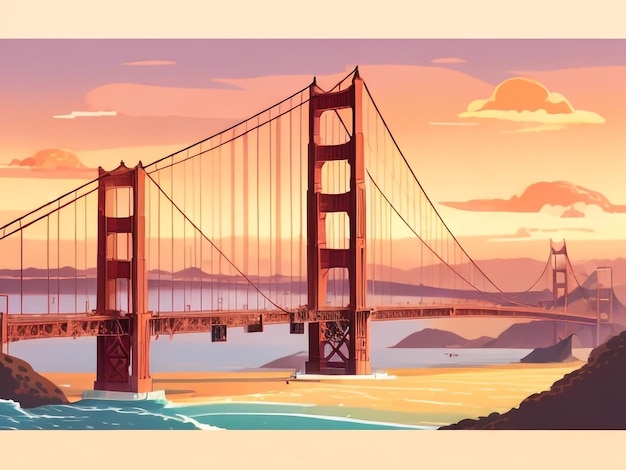 Photo golden gate grandeur a stunning panoramic view of the iconic bridge