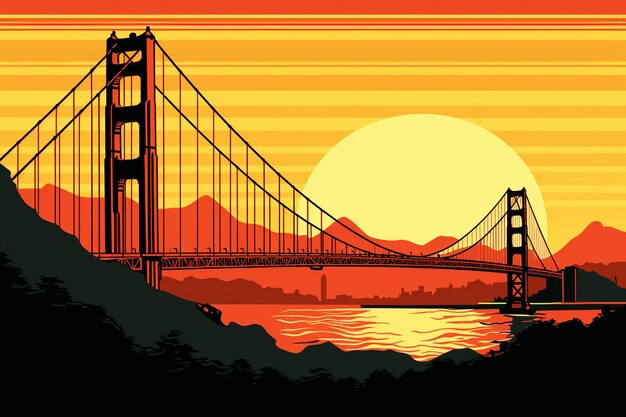 Photo golden gate sunset arch backdrop background