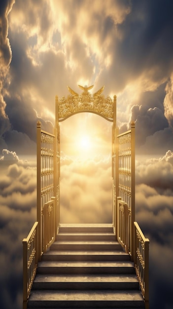 Golden Gates of Heaven with Glowing Light