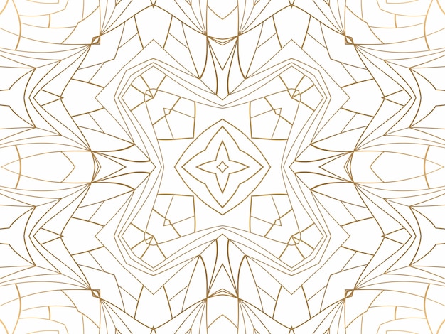 Golden geometric abstract background on white. Pattern for decoration and design, symmetrical pattern of gold color