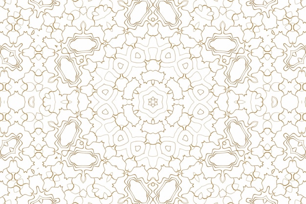 Foto fondo astratto geometrico dorato su bianco. motivo per decorazione e design, motivo simmetrico di colore oro