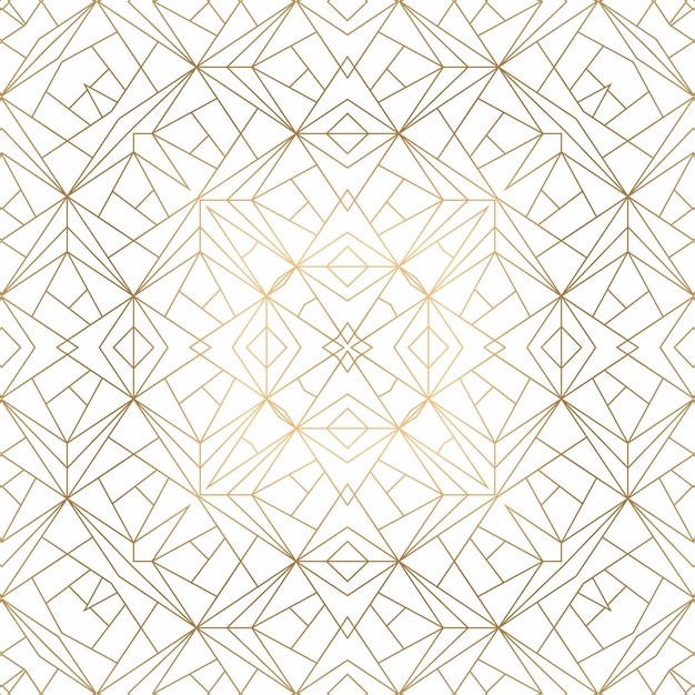 Foto fondo astratto geometrico dorato su bianco. motivo per la decorazione e il design, motivo simmetrico di colore oro