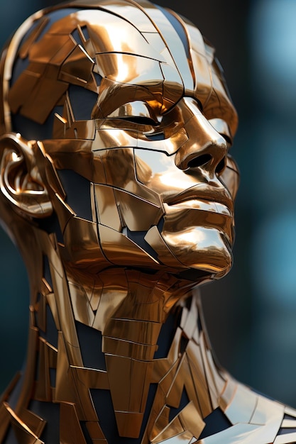 Golden Geometric Human Sculpture Portrait