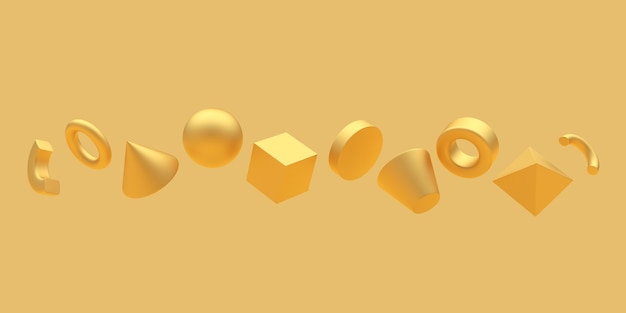 Golden geometric shapes from spheres and cubes