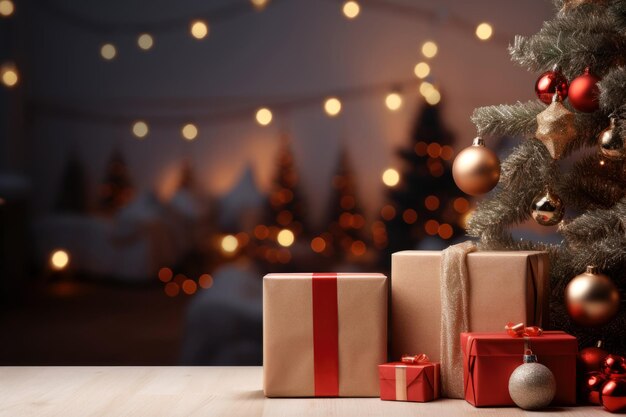 Golden gift box on bokeh background