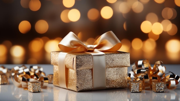 golden gift box HD 8k wall paper Stock Photographic image