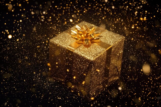 golden gift box with ribbon