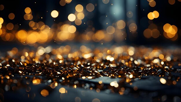 golden glitter background with light streams