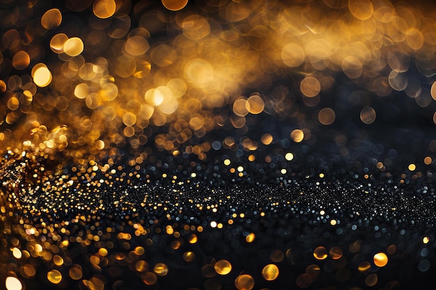Photo golden glitter on black background for luxurious feel
