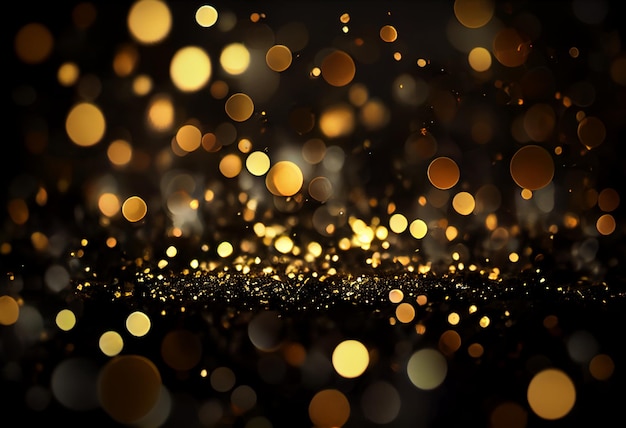 Golden glitter bokeh lights background Christmas decoration Defocused Luxury Decoration Festive