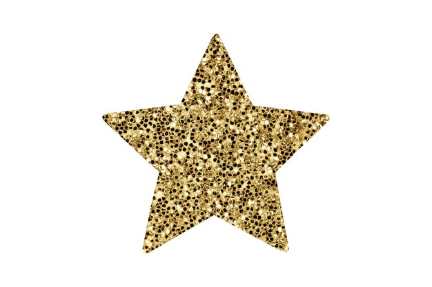 Photo golden glitter christmas star ornament isolated on white background