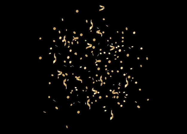 Golden glitter confetti isolated on black background Shiny particles Party Merry Christmas Happy New year decoration 3D rendering