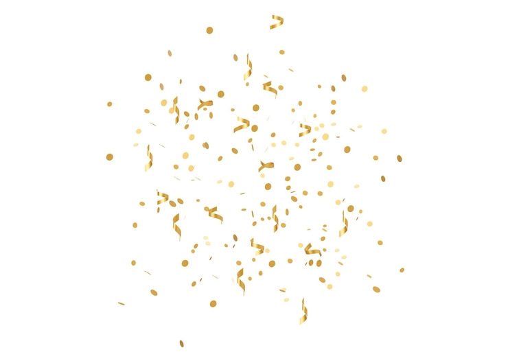 Photo golden glitter confetti isolated on white background shiny particles party merry christmas happy new year decoration 3d rendering