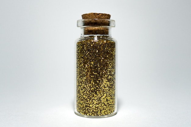 Golden glitter jar elegance bottle colorful art