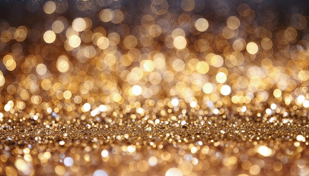 Golden glitter and lights Abstract background with bokeh effect