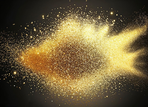 Foto sfondo esplosivo di polvere di luccioli dorati