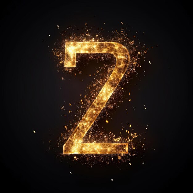 golden glitter sparkled number seven isolated on transparent background in the style of dark