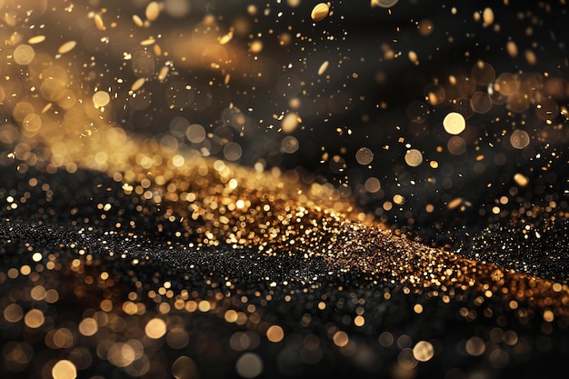 Golden Glitter Sparkling on a Dark Background Glamour and Magic