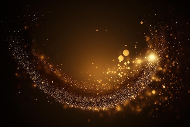 Golden glitter sparkling dust on black background illustration