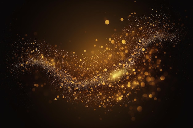 Golden glitter sparkling dust on black background illustration