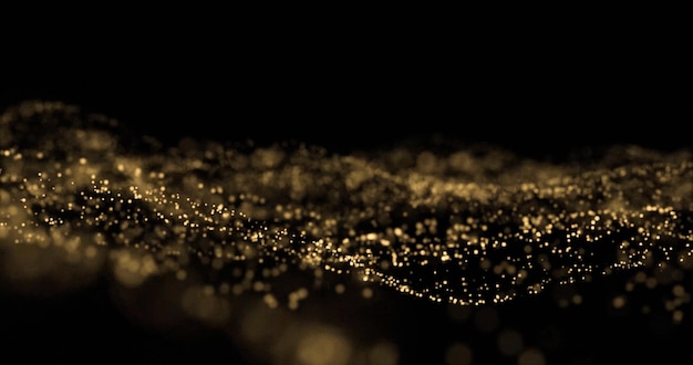 Foto golden glitter splash particelle di luce onda scintille dorate bagliore bokeh luce scintillante su sfondo nero effetto di sovrapposizione