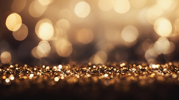 Golden glitter texture on black background