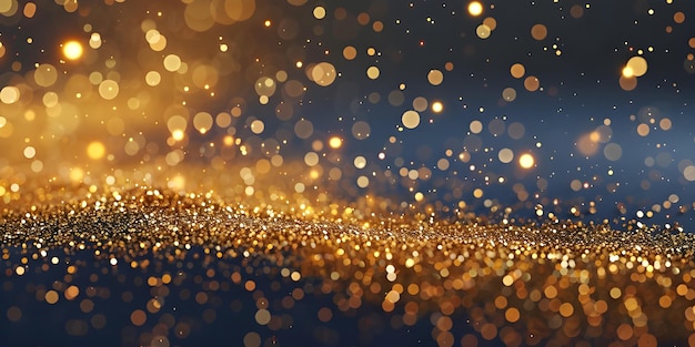 Golden glitter vintage lights background gold and black De focused Ai Generated