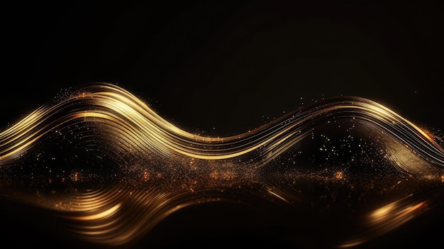 Golden glitter wave abstract background