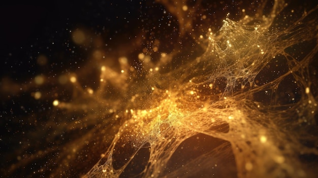 Golden glittering particles background Generative AI AIG21