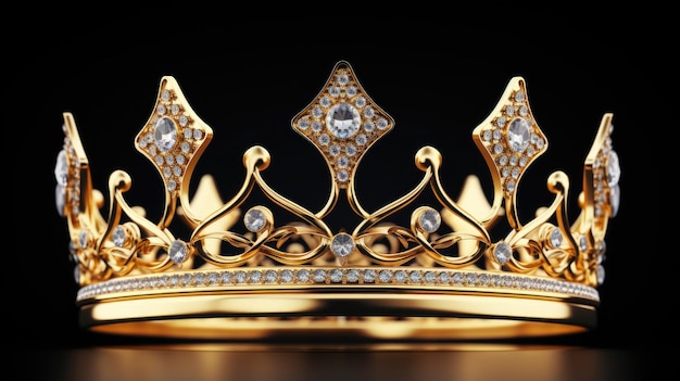 Golden Glory Isolated Crown with Gemstones Royalty and Nobility of Kingdom in 3D Rendering