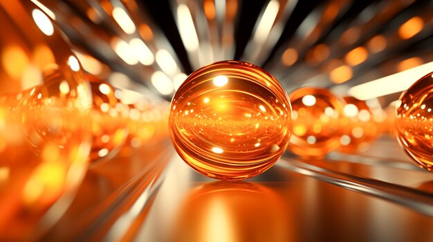 Golden glossy 3d spheres abstract background