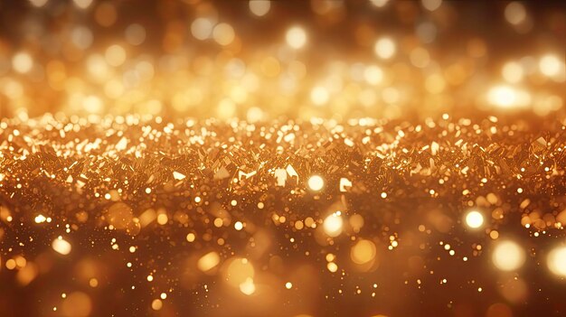 Photo golden glow particle abstract bokeh background photorealistic 3d render