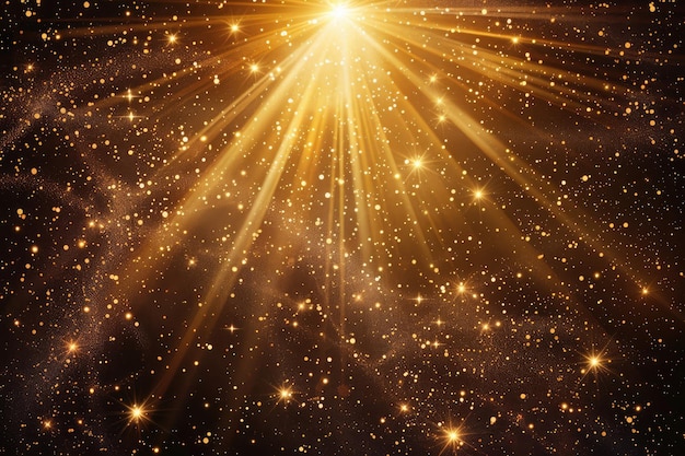 golden glowing lights effects isolated on black background
