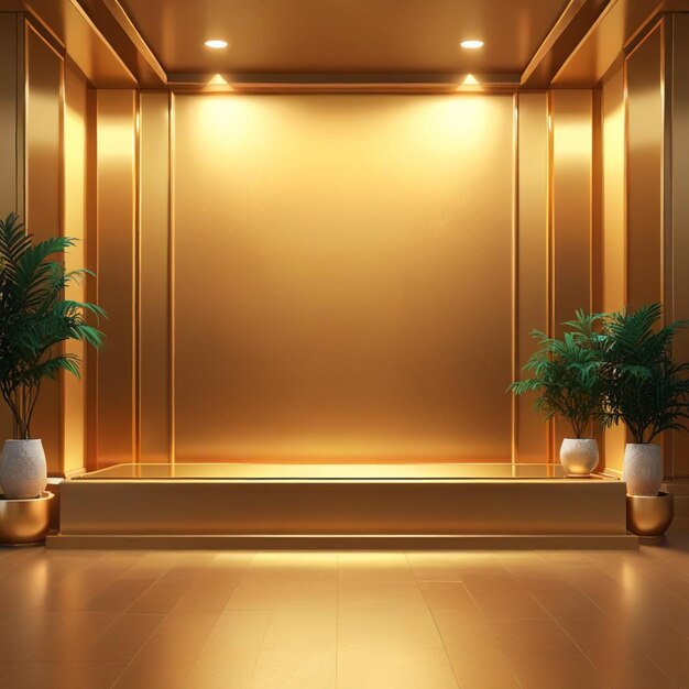 Golden gradient room interior background