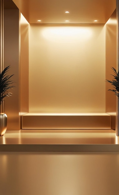 Golden gradient room interior background