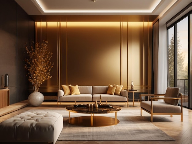 Golden gradient room interior background