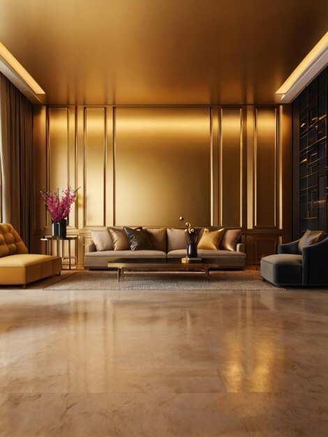 Photo golden gradient room interior background