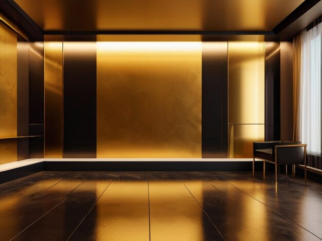 Golden gradient room interior background