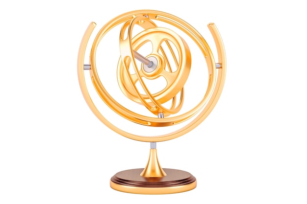 Golden Gyroscope 3D rendering