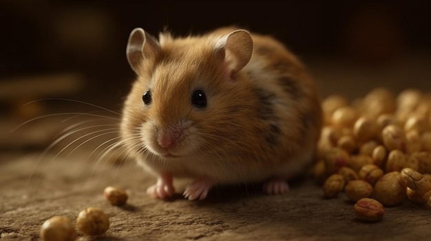 Golden Hamster on wooden chips