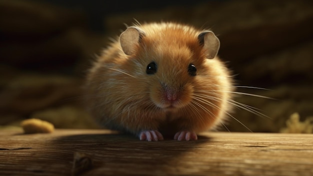 Golden Hamster on wooden chips