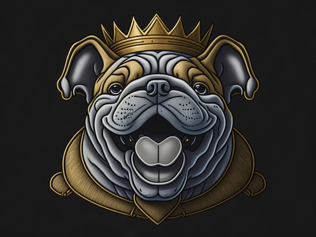 Photo golden happy king bulldog smiling logo